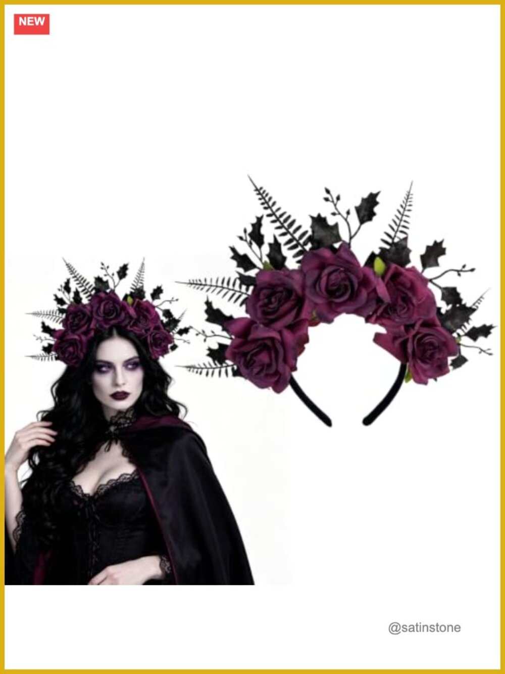 Gothic Purple Floral Cloth Flower Headband Halloween Cosplay Headpiece